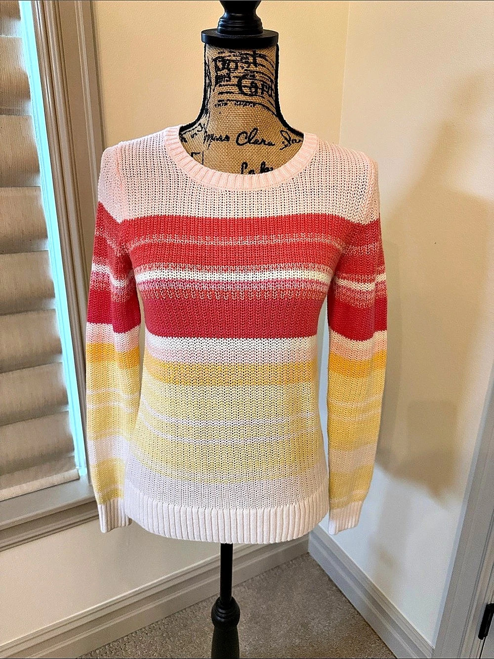 LOFT Striped Cotton Blend Sweater Size XS Like New